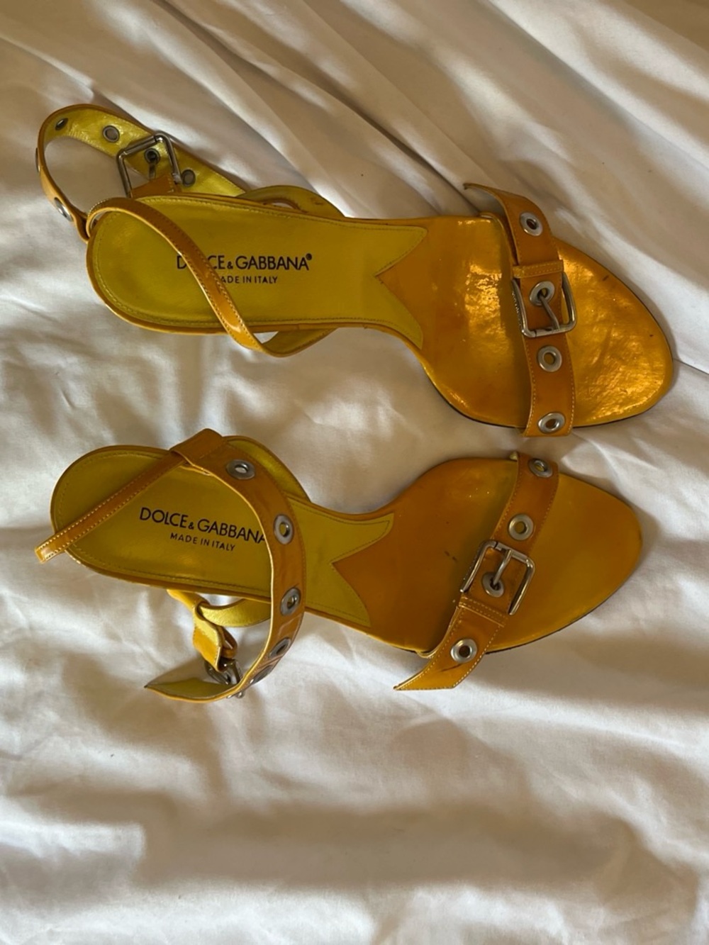 Y2k Dolce & Gabbana Patent Yellow Buckle Heels